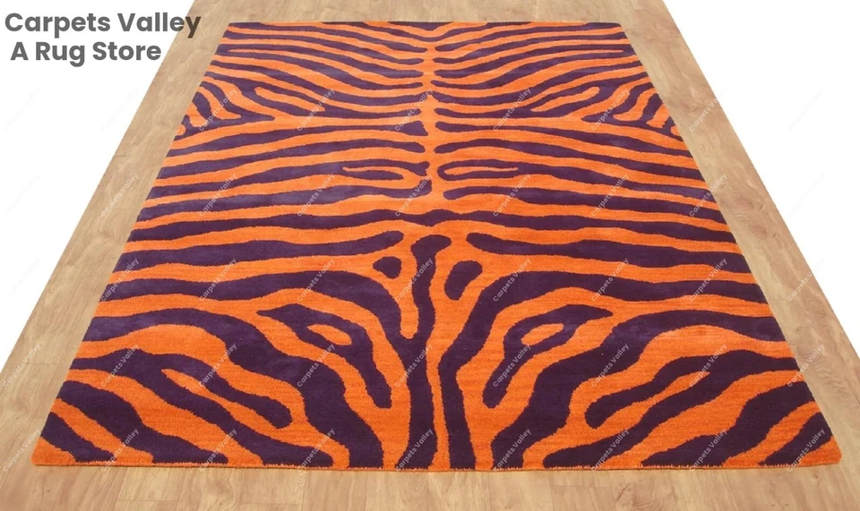 Zebra Black & White Modern, Hand-Tufted Wool Handmade Area Rug Carpet Any Room - Image 1 of 1