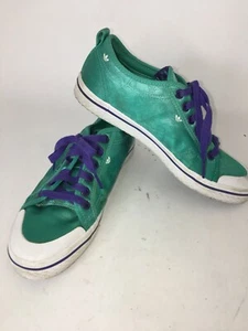 Adidas Women's Green Satin Sneakers Green and White Satin Shoes Size 7.5 US RARE - Picture 1 of 8