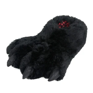 Black Bear Paw Slippers - Furry Animal Feet Claw Slippers for Men and Women - Picture 1 of 5