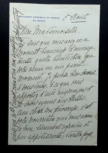 EPOUSE DU MARECHAL Hubert LYAUTEY - LETTRE AUTOGRAPHE SIGNÉE, INFIRMERIE 1925 - Bild 1 von 9