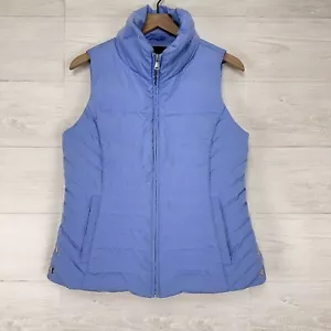 Talbots Quilted Puffer Vest Women Size Medium Blue Down Feather Fill Full Zip - Picture 1 of 13