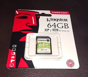 NEUF ! Carte mémoire flash Kingston SDXC classe 10 80 Mo/S qualité 64 Go vidéo HD - Photo 1 sur 2