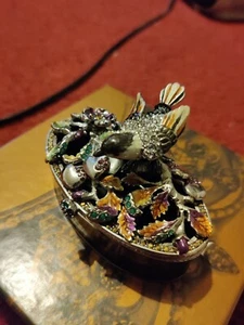 JAY STRONGWATER SCHNÖRKEL VOGEL AUF OBST OVALE BOX NEU IM KARTON - Bild 1 von 6