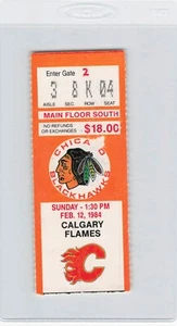 CHICAGO BLACKHAWKS VS CALGARY FLAMES  TICKET STUB  FEBURAY 12, 1984 - Picture 1 of 2