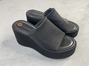 Steve Madden Shoes Womens 10 Black Platform 4" Slide Sandals Boho Festival Retro - Imagen 1 de 11