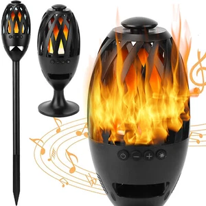 LED Flame Speakers Stereo Flickers Light Patio Stake Lights Halloween Speaker - Picture 1 of 12
