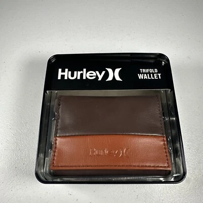 Cartera Hurley Triple Minimalista Para Hombres Talla Única Marrón Texturado Bloques de Color Logo Nueva con Etiquetas Foto 1 de 4