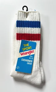 Calze vintage anni 80 Deadstock Wrangler The Sport ammortizzate Crew rosso bianco blu 10-13 - Foto 1 di 4