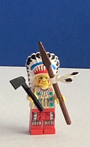 Lego Western Indian Chief - WW017 (6709, 6746, 6763) Minifigure con ascia di lancia - Foto 1 di 5