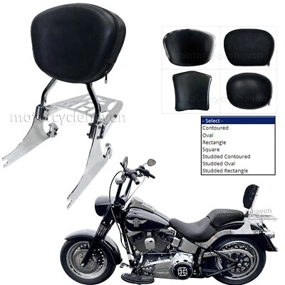 Sissy Bar Backrest Pad Luggage Rack 1984-up Harley Davidson Softail (Stock Tire) - Image 1 of 4