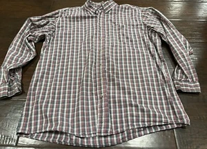 Wrangler Shirt Mens 2XL XXL Tall Blue Button Down Cowboy Western Red Plaid - Picture 1 of 7