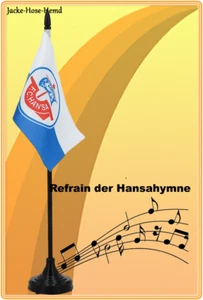 Soundfahne F.C. Hansa Rostock Tisch- Fahne  Logo Hansa Hymne Schiff Gr: 35cm NEU - Bild 1 von 1
