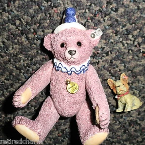 ❤️STEIFF & ENESCO 1926 TEDDY CLOWN BEAR & BULLY DOG Porcelain & Pewter ~ Lt Ed❤️ - Picture 1 of 4