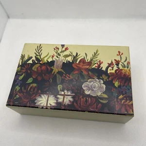 Holz Andenken Schmuckkästchen handbemalt Blumen Garten Klappdeckel Aufbewahrungsbox - Bild 1 von 11