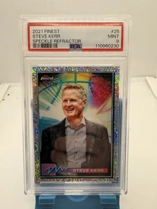 2021 TOPPS FINEST Steve Kerr Speckle Refractor PSA 9 054/199 Pop 1 - Picture 1 of 2