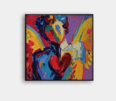 💖 Angel with Heart Giclée 🕊️ 24x24 Fine Art | COA | "Framed" by Peter Max V45 - Image 1 of 4