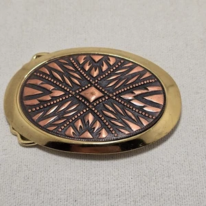 Antique-style Oval Copper Finish Belt Buckle — Embossed Western Rope Edge - Picture 1 of 2