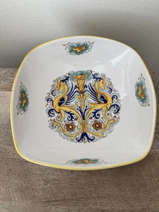 Deruta Italienische Keramik Servierschale Quadratisch 10,75" Gelb Blau Weiß - Bild 1 von 14