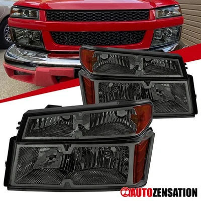 Fit 2004-2012 Chevy Colorado Canyon Smoke Headlights+Corner Parking Signal Lamps - Image 1 of 4