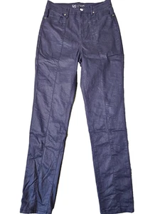 Pantalones DG2 Diane Gilman para mujer azules brillantes recubiertos elásticos costura frontal 8 - Imagen 1 de 6
