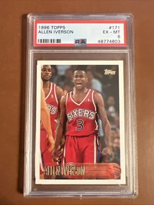 1996 Topps Allen Iverson #171 EX - MT PSA Graded 6 RC Rookie - Picture 1 of 2