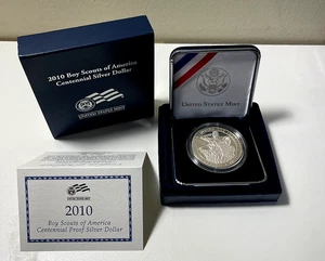 2010-P $1 Boy Scouts Commemorative SILVER Dollar Proof Coin US Mint OGP w/ COA - Picture 1 of 4