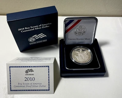 2010-P $1 Boy Scouts Commemorative SILVER Dollar Proof Coin US Mint OGP w/ COA - Image 1 of 4