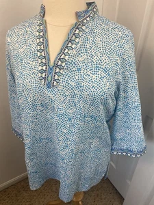 Foxcroft 18P Tunika faltenfrei 3/4 Arm Bohemian Romantic Coastal - Bild 1 von 12