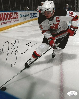 Foto 8x10 firmada por Jamie Langenbrunner de los New Jersey Devils autografiada #3 certificado de autenticidad JSA Foto 1 de 2