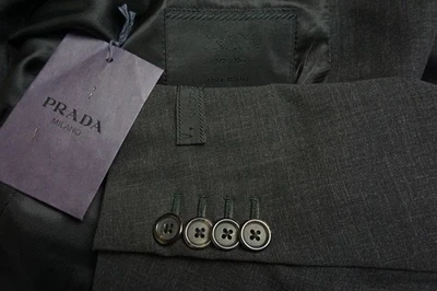 Traje Chaqueta Pantalones Prada Milano Gris Carbón Mezcla Lana 2 Piezas Talla 44R TOTALMENTE NUEVO Foto 1 de 4