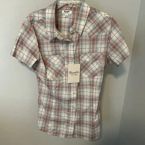 Wrangler Damen Hemd Gr. M Pearl Snap rot weiß blau kariert Western Cowboy - Bild 1 von 7