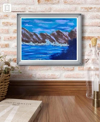 Original Art "Running River" 9x12 Canvas Expressionism Abstract Design Home Art - Image 1 of 4