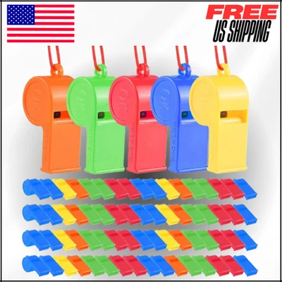 Silbatos de plástico, silbatos deportivos de entrenamiento con cordón, juguetes ruidosos Navidad 72 piezas Foto 1 de 4