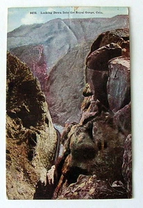 1910 POSTCARD LOOKING DOWN INTO THE ROYAL GORGE IN COLORADO #4432s - Picture 1 of 2