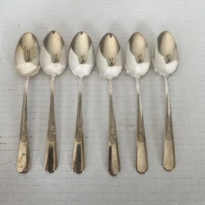 VTG lot 6 Holmes & Edwards Silverplate Inlaid YOUTH Dessert Teaspoons Flatware - Picture 1 of 7