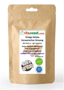 Ginkgo & Koreanischer Ginseng - MIX 4000mg - 365 vegetarische Tabletten - Bild 1 von 3