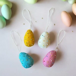 Filz Osterei Ornamente - 4er Set Mehrfarbig Hängedeko - Bild 1 von 4