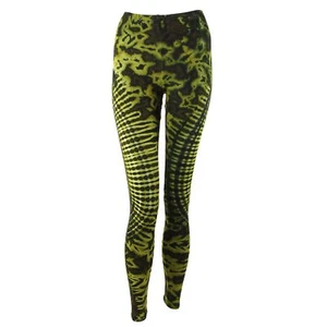 Leggings Batik Sun grün-gelbgrün tiedye Psy Goa Yoga Leggins Hippie Festival - Picture 1 of 6