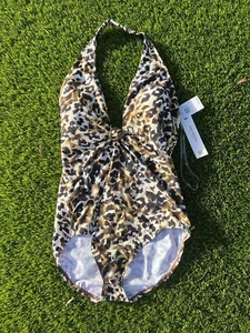 Amoressa Womens Spirit Leopard Halter One-Piece Swimsuit Sz 14 $194 Miraclebrand - Picture 1 of 7