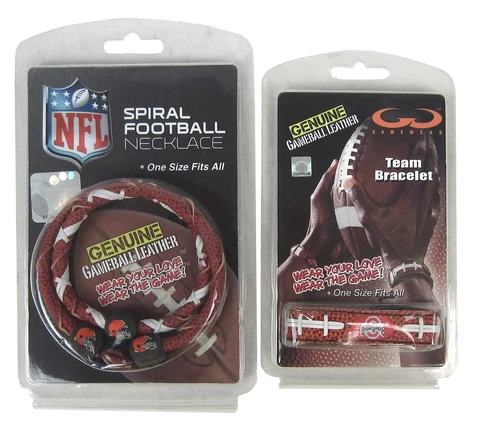 GameWear - Licensed Ball Leather Cleveland Browns Necklace & Ohio State Bracelet Cover