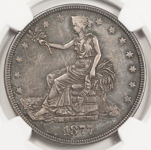 United States 1877 (P) $1 Trade Dollar Silver Coin NGC AU Philadelphia Mint - Picture 1 of 4