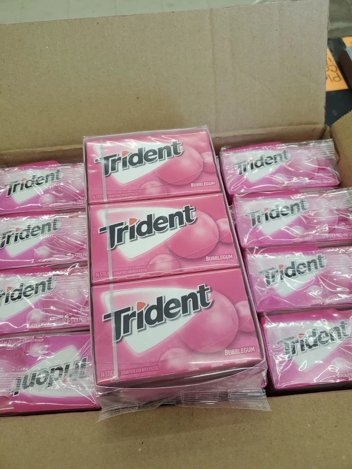 Trident Sugar Free Bubble Gum - with Xylitol - 12 Packs