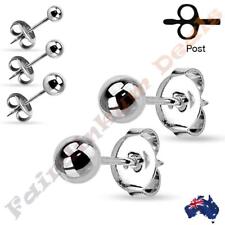 1 Pair of 316L Surgical Steel Silver Ion Plated Hollow Ball Ear Studs, Earrings