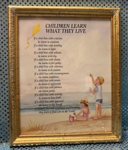 Framed Print ~ Children Learn What They Live Poem by Dorothy Law Nolte ~ NEW NOS - Imagen 1 de 1