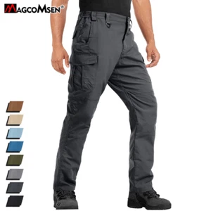 Mens 9 Pockets Multifunctional Pants Hiking Cargo Pants Water Resistant Ripstop - Picture 1 of 49