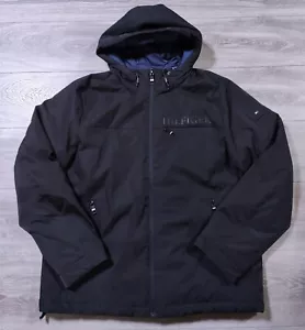Tommy Hilfiger Coat Adult Large Black Stretch Wind Water Resistant Mens - Picture 1 of 7