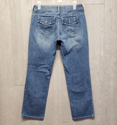 Pantalones de mezclilla Simply Vera Wang para mujer 4 rectos elásticos 30x26,5 Whiskering Stone  Foto 1 de 4