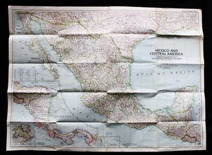 NATIONAL GEOGRAPHIC MAP OF MEXICO & CENTRAL AMERICA MARCH 1953 VINTAGE - Picture 1 of 6