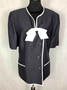 LUISA SPAGNOLI Giacca Donna Elegante Viscosa Lino Marina Woman Jacket Sz.M - 44 - Imagen 1 de 6