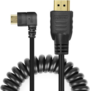 UCEC Mini HDMI to HDMI Cable Right-Angled Coiled HDMI to Mini HDMI Adapter Male 